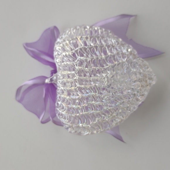 Hand Blown Spun Opalescence Glass Wire Ribbon Heart Art Gift - Picture 5 of 7